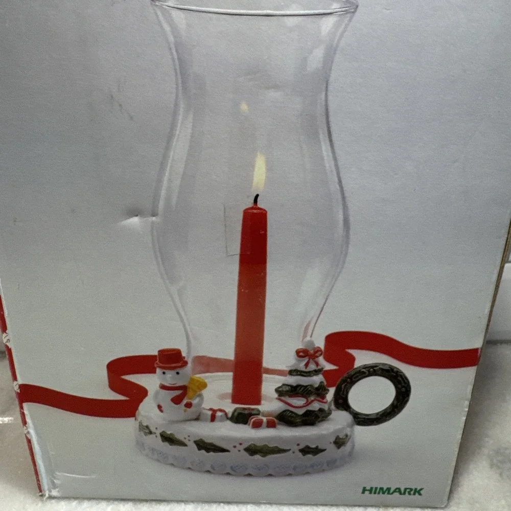 Himark Holiday Snowman Hurricane Candle Holder‎